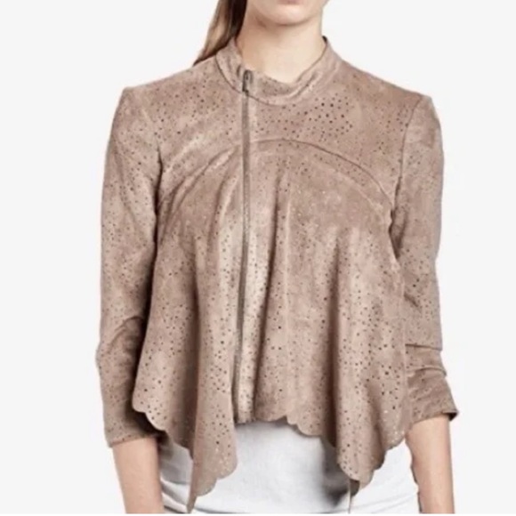 Authentic BCBG MaxAzria Faux Mocha Suede Jacket. - Picture 1 of 13
